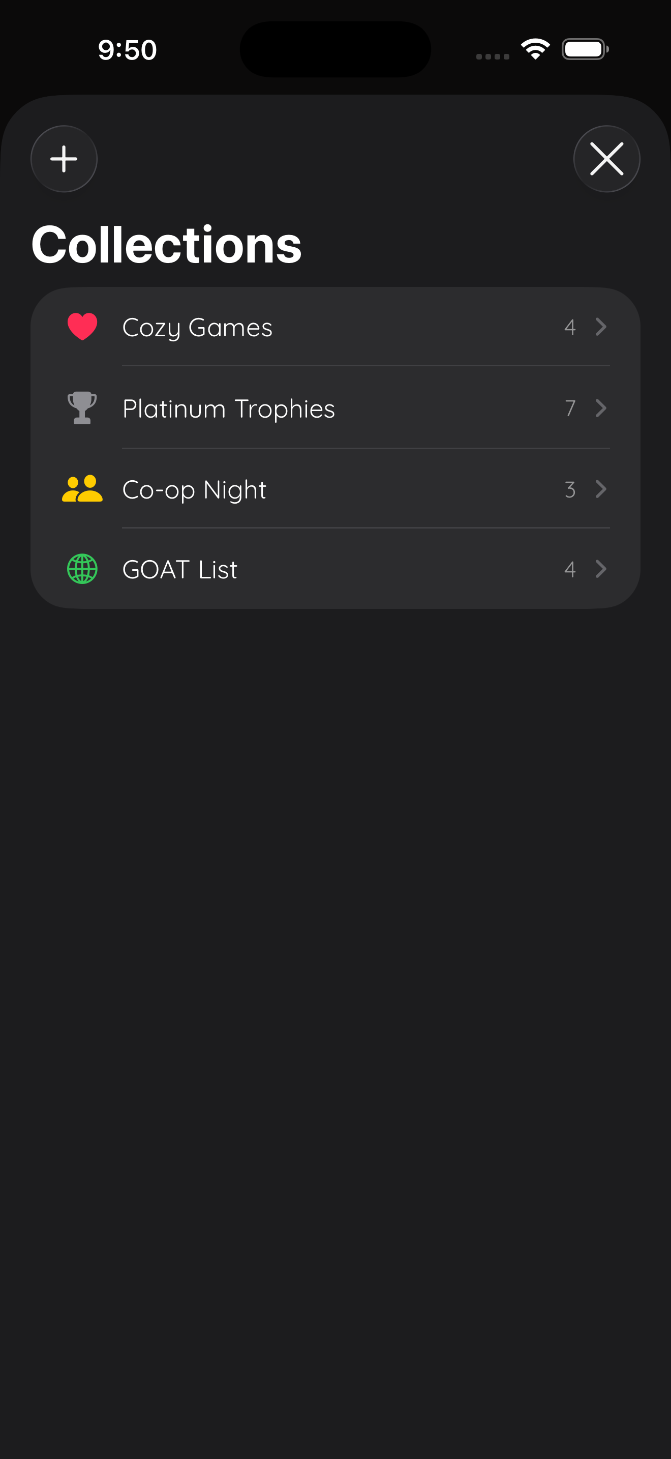 MyGames Database - Custom collections