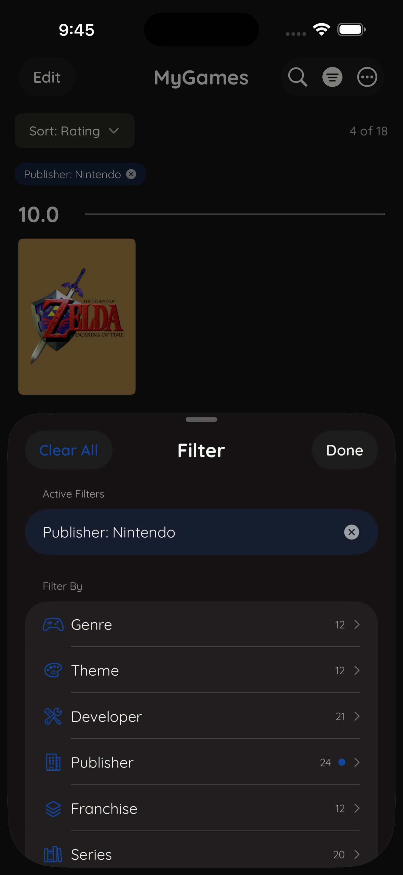 MyGames Database - Advanced filters