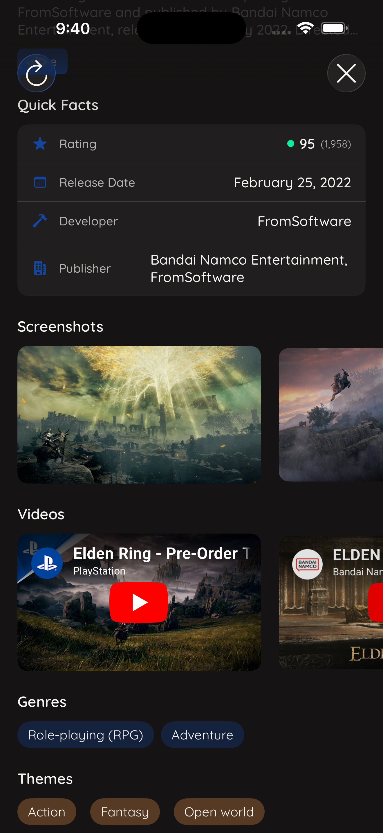 MyGames Database - Game detail with screenshots and videos